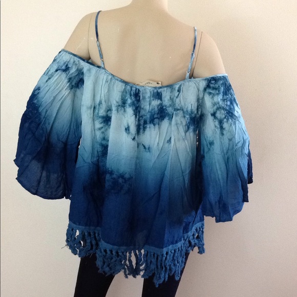 LAST 1! Bell Sleeve tassel fringe tie die blouse - Picture 8 of 8